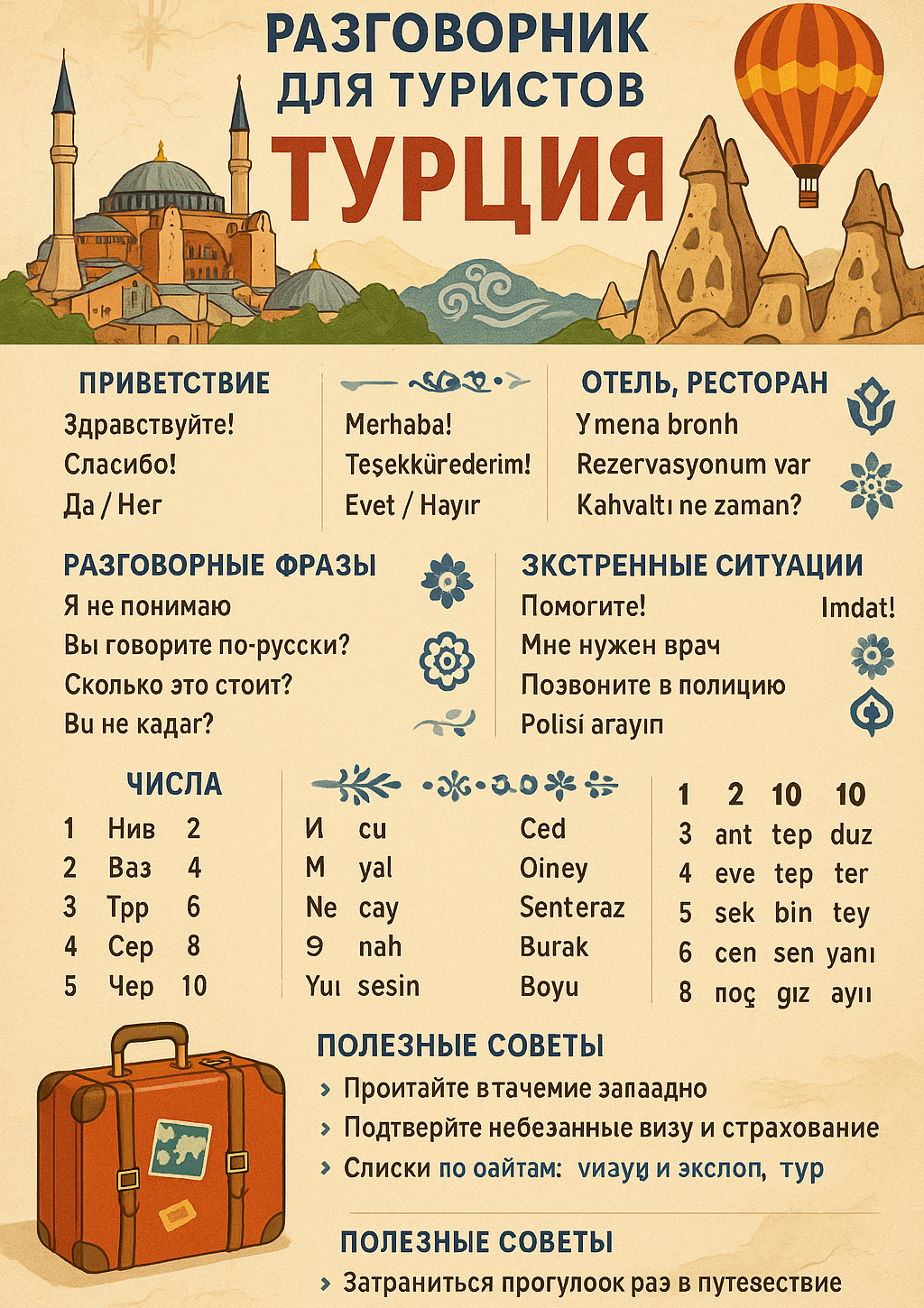 Русско-турецкий разговорник для туристов
