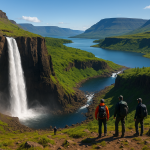 Изображение плато Путорана с его живописными ландшафтами, водопадами и озёрами.