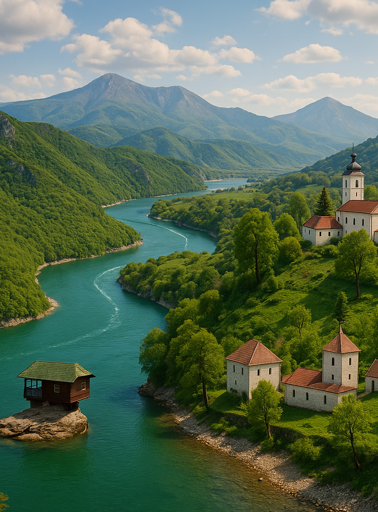 Изображение природы Сербии с её впечатляющими горами, каньонами и ущельями, идеально подходящими для самостоятельных путешествий.