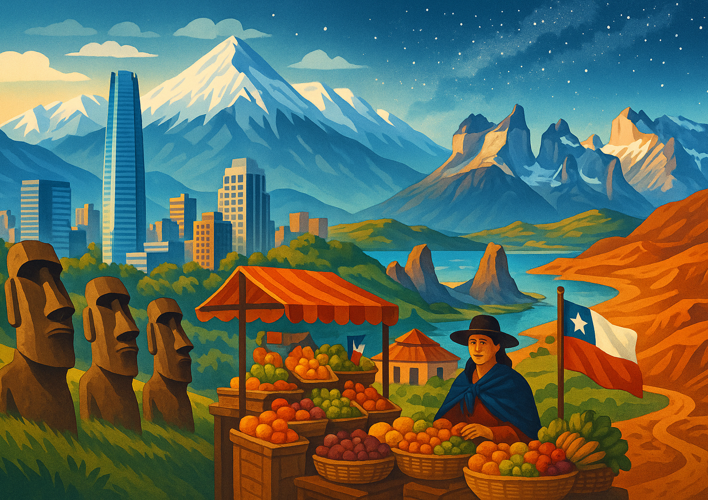 10 лучших мест, которые стоит посетить в Чили Обложка статьи о лучших туристических местах Чили, включая Сантьяго, Патагонию и остров Пасхи.