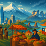 Обложка статьи о лучших туристических местах Чили, включая Сантьяго, Патагонию и остров Пасхи.